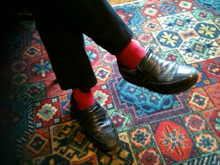 Red socks and fetching carpet